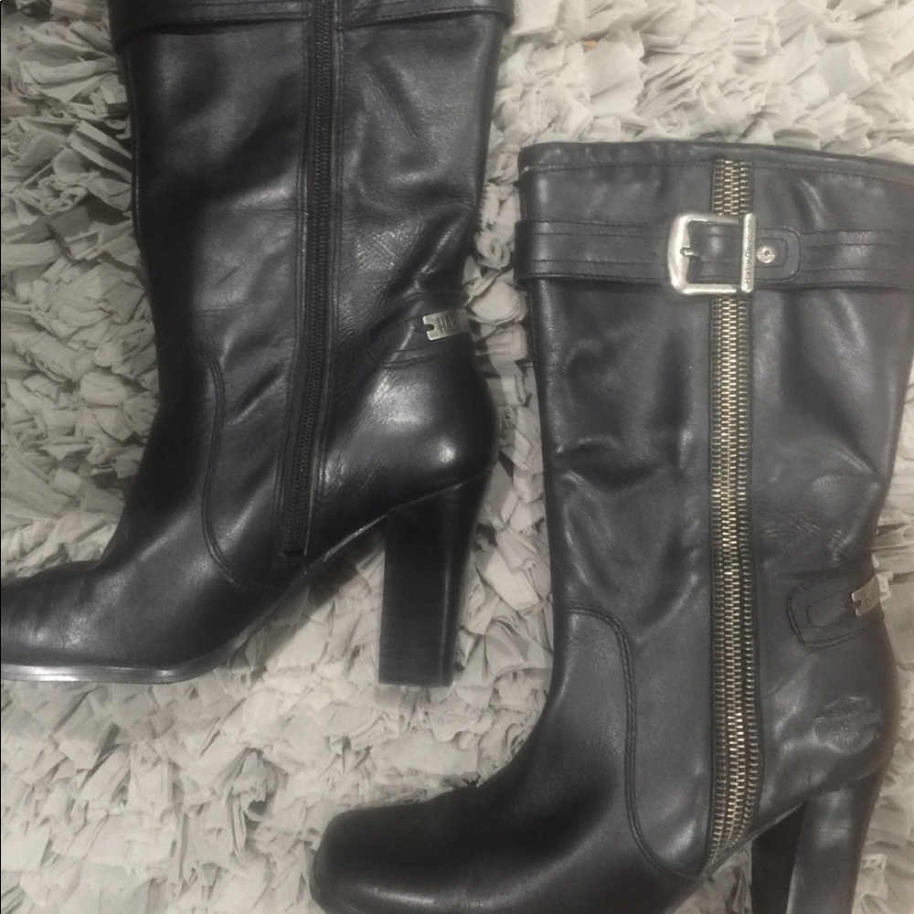 Harley Davidson Black Leather Boots, Size 7